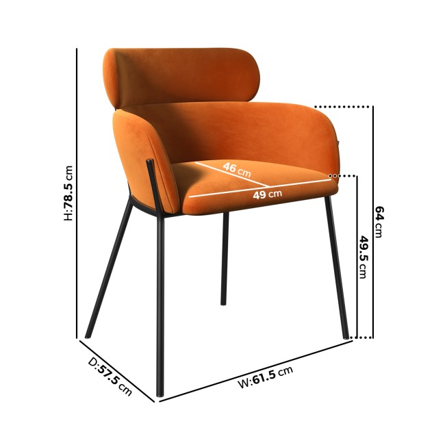 ONLY OPENED - Orange Velvet Curved Armchair - Isla