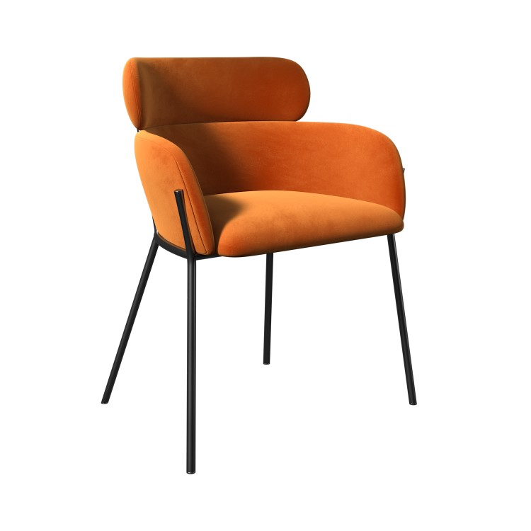 ALMOST PERFECT - Orange Velvet Curved Armchair - Isla