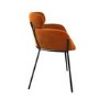 Orange Velvet Curved Dining Chair - Isla