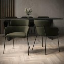 ISL004 Set of 2 Green Velvet Curved Dining Chairs - Isla