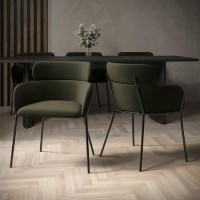 Set of 2 Green Velvet Curved Dining Chairs - Isla Set of 2 Green Velvet Curved Dining Chairs - Isla