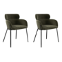 Set of 2 Green Velvet Curved Dining chairs - Isla