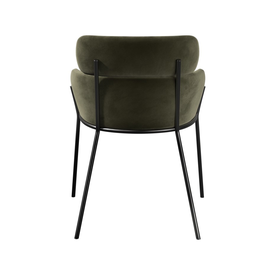 Set of 2 Green Velvet Curved Dining Chairs - Isla