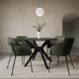 Set of 2 Green Velvet Curved Dining Chairs - Isla