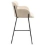 Beige Velvet Curved Kitchen Stool with Back - Isla