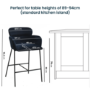 Navy Velvet Curved Kitchen Stool with Back - Isla