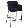 Navy Velvet Curved Kitchen Stools - Set of 4 - Isla