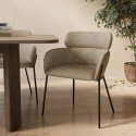 A1/ISL007 ONLY OPENED - Set of 2 Beige Faux Leather Curved Dining Chairs - Isla