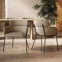 ISL007 Set of 2 Beige Faux Leather Curved Dining Chairs - Isla