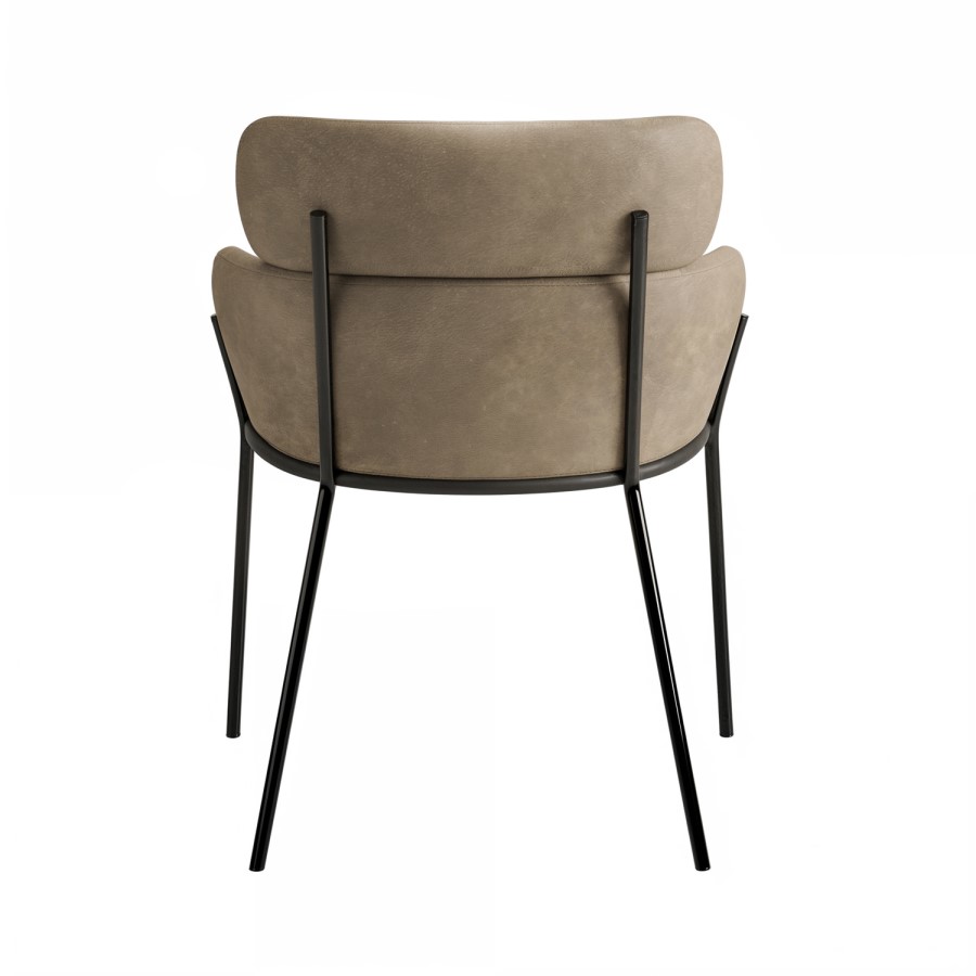 Set of 2 Beige Faux Leather Curved Dining Chairs - Isla