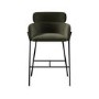 Green Velvet Curved Kitchen Stool with Back - Isla
