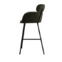 Green Velvet Curved Kitchen Stool with Back - Isla