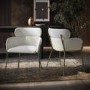 Set of 2 Cream Upholstered Curved Dining Chairs with Brass Legs - Isla