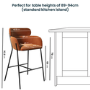 Burnt Orange Velvet Curved Kitchen Stool with Back - Isla