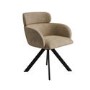 Set of 4 Beige Faux Leather Curved Swivel Dining Chairs - Isla