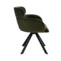 Set of 2 Green Velvet Curved Swivel Dining Chairs - Isla