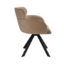 Set of 2 Beige Velvet Curved Swivel Dining Chairs - Isla
