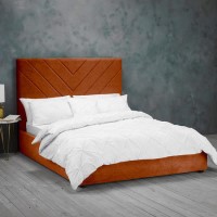 Orange Velvet Double Bed Frame - Islington - LPD