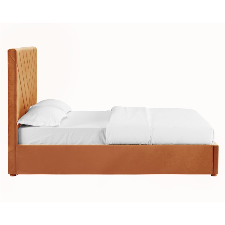 Orange Velvet King Size Bed Frame - Islington - LPD