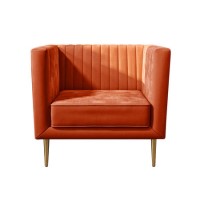 Square Orange Velvet Armchair - Ivy