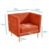 GRADE A1 - Square Velvet Armchair in Orange &amp; Gold - Ivy