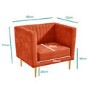 Square Orange Velvet Armchair - Ivy