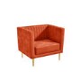 Square Orange Velvet Armchair - Ivy