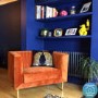 GRADE A2 - Square Velvet Armchair in Orange & Gold - Ivy