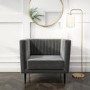 GRADE A2 - Grey Velvet Armchair with Black Legs - Ivy