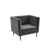 GRADE A1 - Grey Velvet Armchair with Black Legs - Ivy