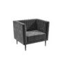 GRADE A2 - Grey Velvet Armchair with Black Legs - Ivy