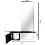 Slim & Narrow Black Oak Floating Console Table with Mirror & Storage - Izzi