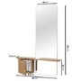 Slim & Narrow Oak Floating Console Table with Mirror & Storage - Izzi