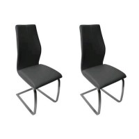 Vida Living Pair of Irma Cantilever Dining Chairs in Black Faux Leather
