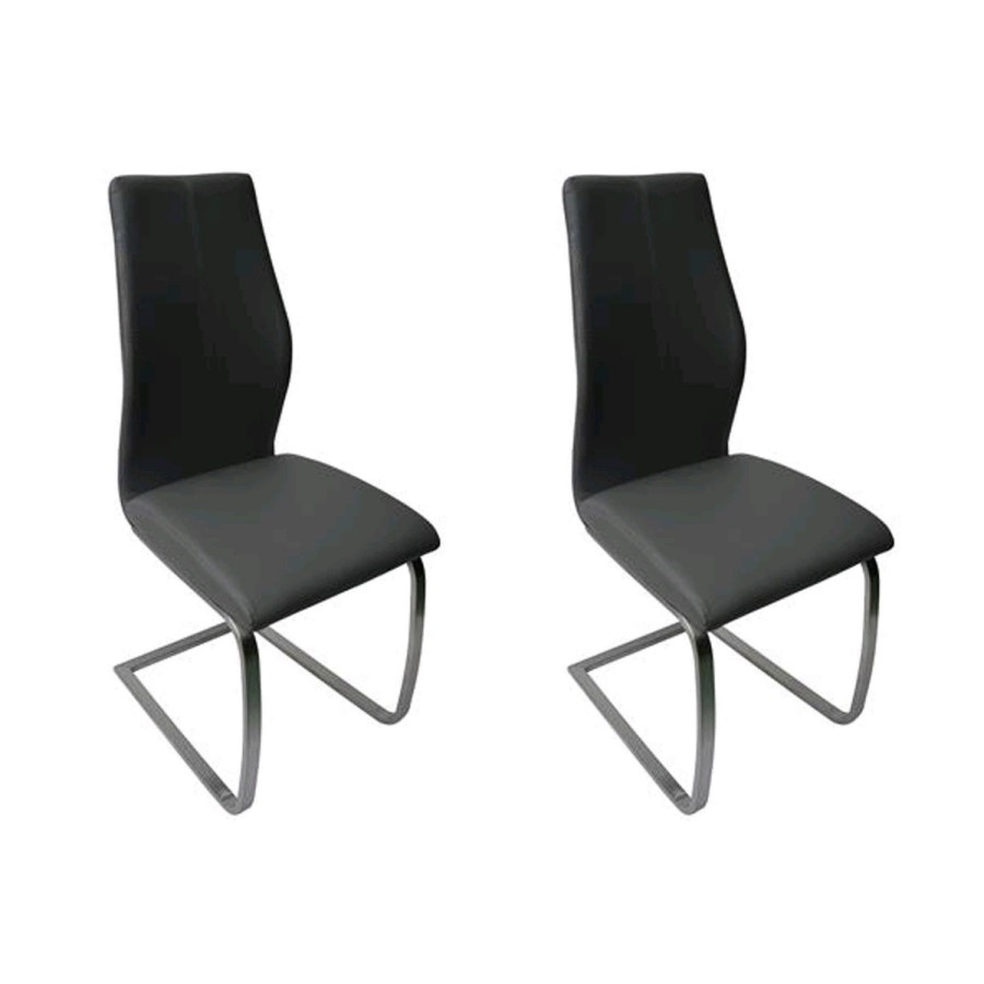 Vida Living Pair of Irma Cantilever Dining Chairs in Black Faux Leather