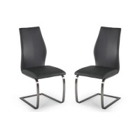 Vida Living Pair of Irma Cantilever Dining Chairs in Grey Faux Leather
