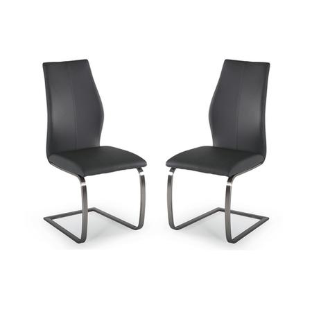 Vida Living Pair of Irma Cantilever Dining Chairs in Grey Faux Leather