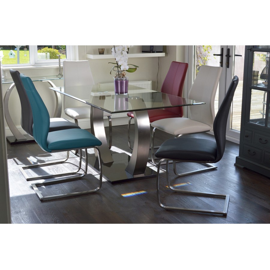 GRADE A1 - Irma Pair o Cantilever Dining Chairs in Grey