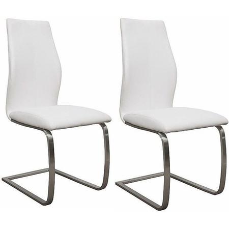Irma Cantilever Pair of White Faux Leather Dining Chairs- By Vida Living 