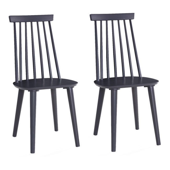 Isla Pair of Black Wooden Dining Chairs