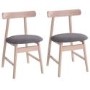 Isla Pair of Grey Fabric Dining Chairs with Beech Veneer Frame