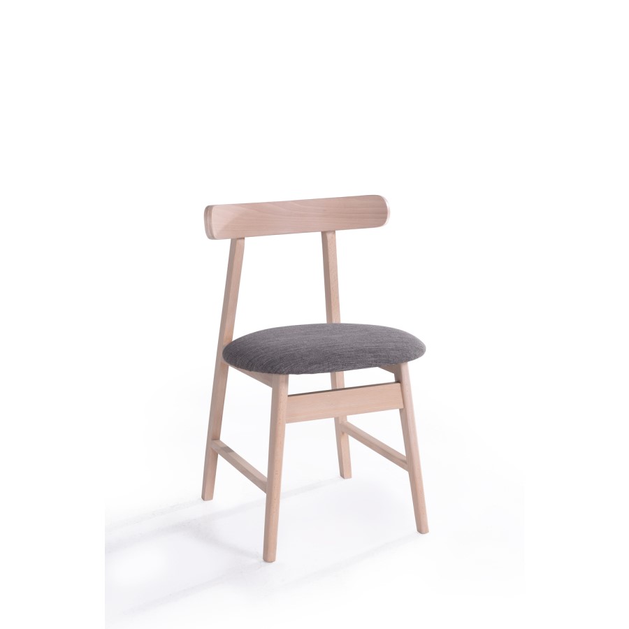 Isla Pair of Grey Fabric Dining Chairs with Beech Veneer Frame