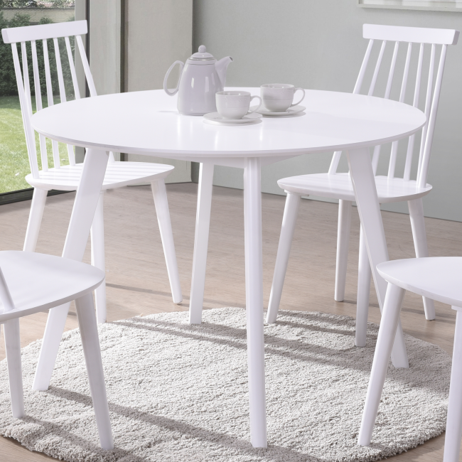 White Wooden Round Dining Table - Isla