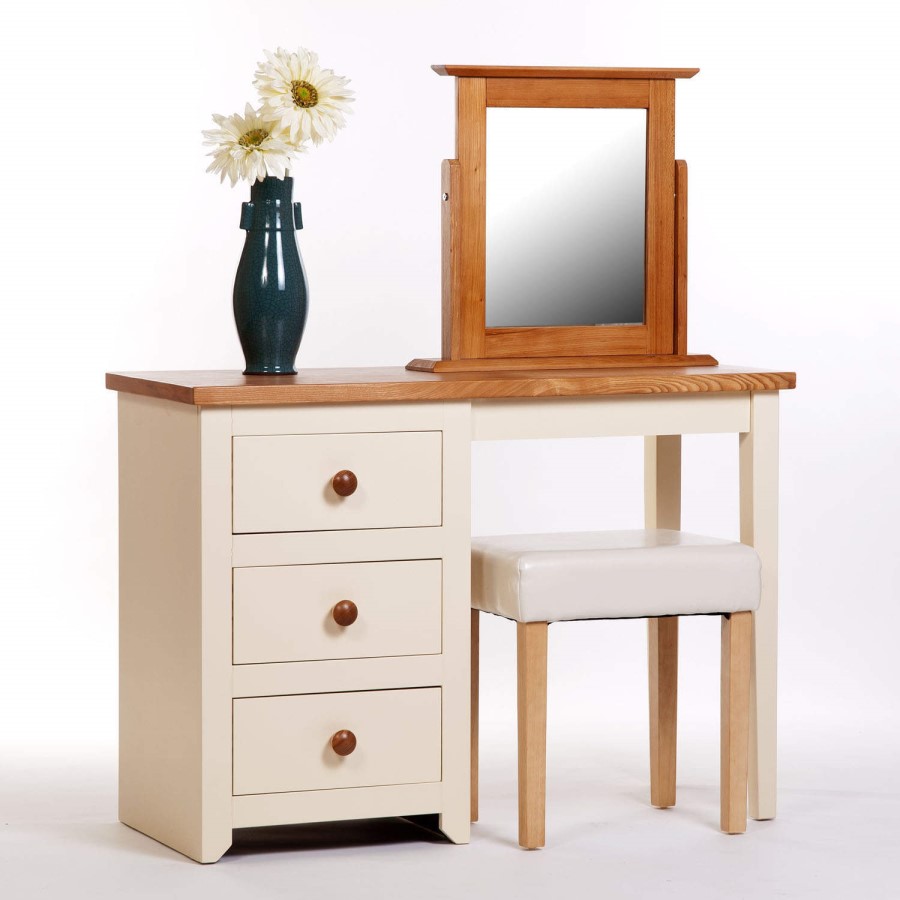 Town Single Pedestal Dressing Table in Cream