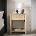 Modern Wide Tall White Wash Oak Bedside Table with Drawer - Jax