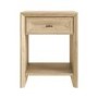 Modern Wide Tall White Wash Oak Bedside Table with Drawer - Jax