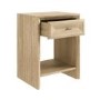 Modern Wide Tall White Wash Oak Bedside Table with Drawer - Jax