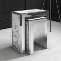 Crushed Diamond Mirrored Nest of Side Tables - Jade Boutique