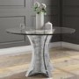 GRADE A1 - Round Mirrored Dining Table with Glass Top & Crushed Diamond Effect - Seats 4 - Jade Boutique