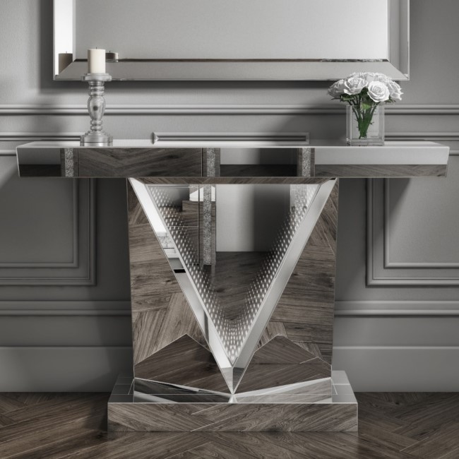 Narrow Mirrored Console Table with Infinity LED Feature - Jade Boutique